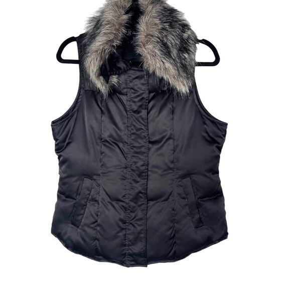 INC International Concepts Medium Black Full Zip Quilted Removable Faux Fur Vest - Picture 1 of 8